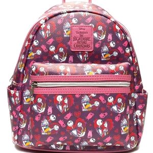 Loungefly The Nightmare Before Christmas Jack and Sally Hearts Mini-Backpack